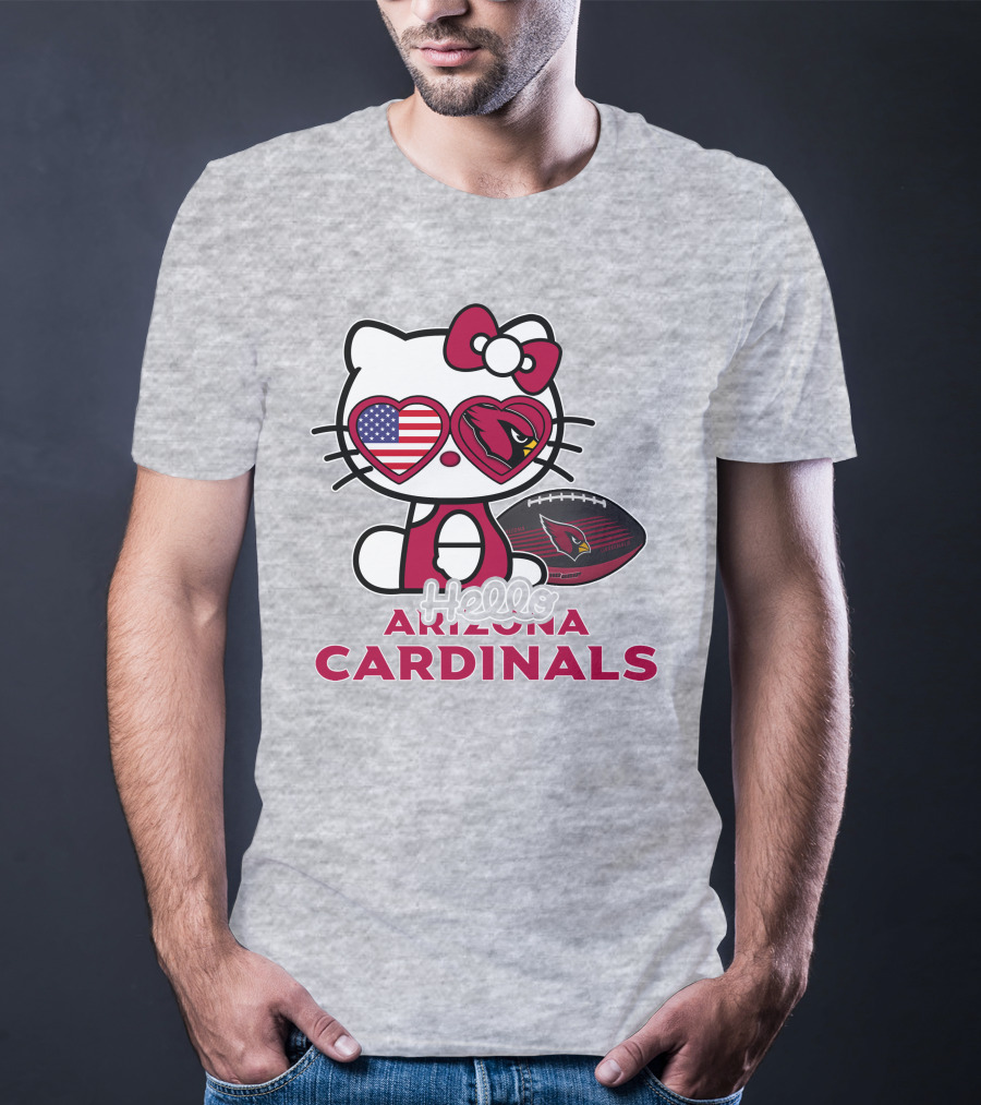 Hello Kitty Arizona Cardinals American Flag Football T-Shirt