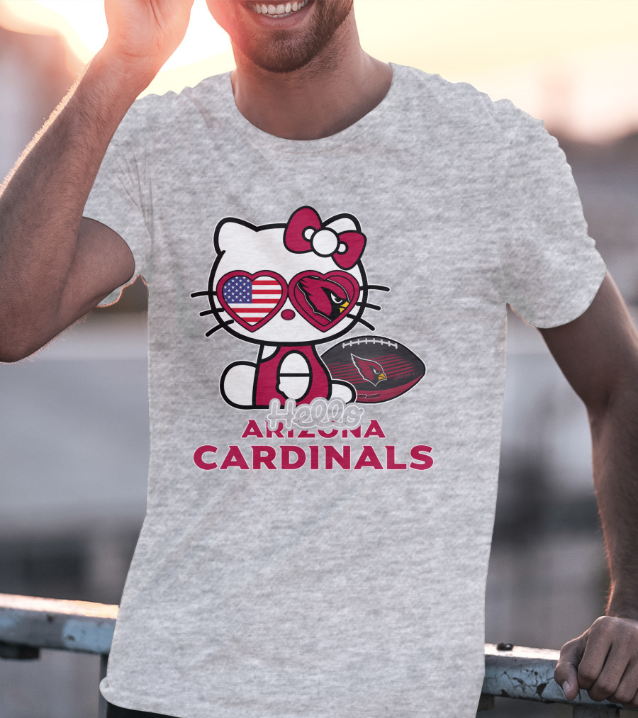 Hello Kitty Arizona Cardinals American Flag Football T-Shirt