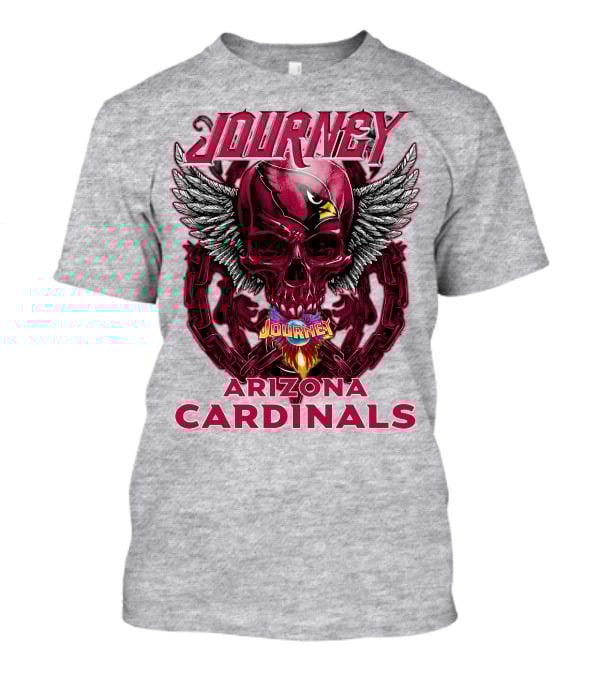 Journey Arizona Cardinals Skull Wings Flame T-Shirt