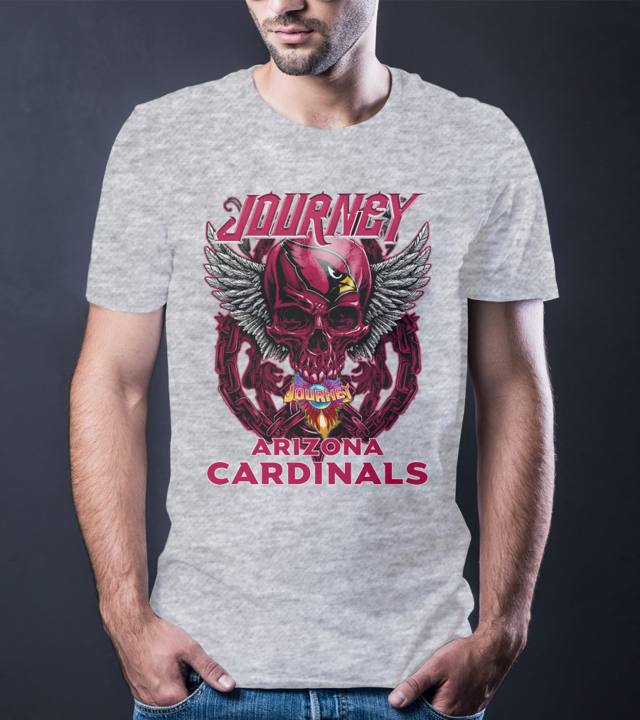 Journey Arizona Cardinals Skull Wings Flame T-Shirt