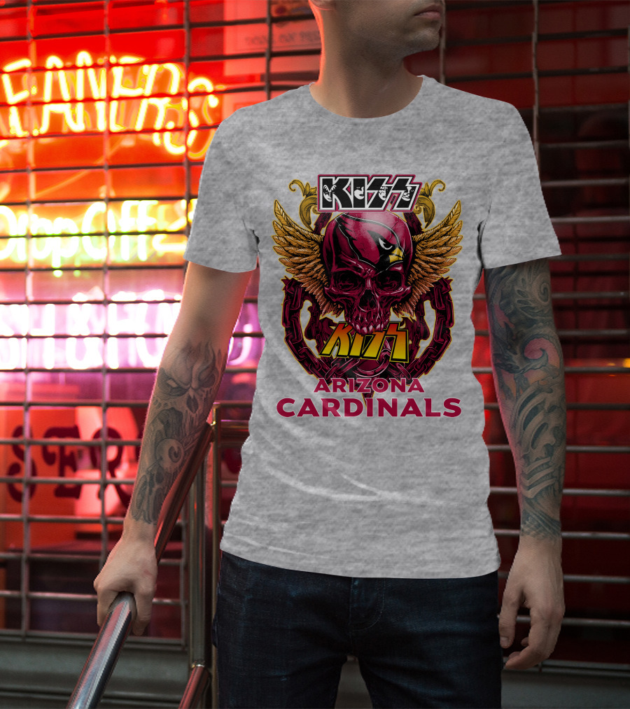 Kiss Arizona Cardinals Skull Wings T-Shirt