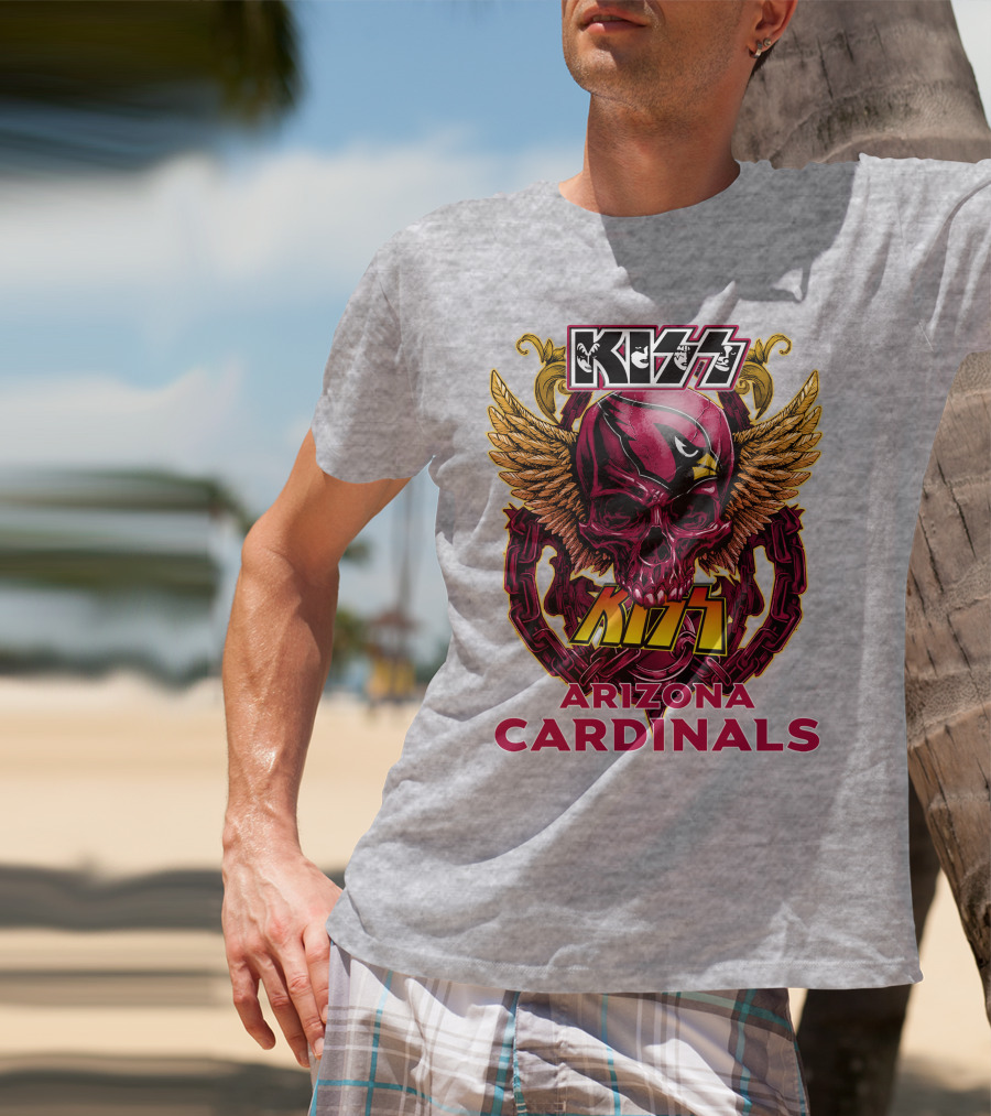 Kiss Arizona Cardinals Skull Wings T-Shirt