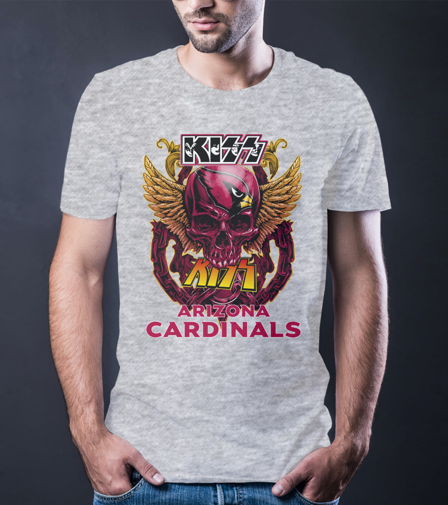 Kiss Arizona Cardinals Skull Wings T-Shirt