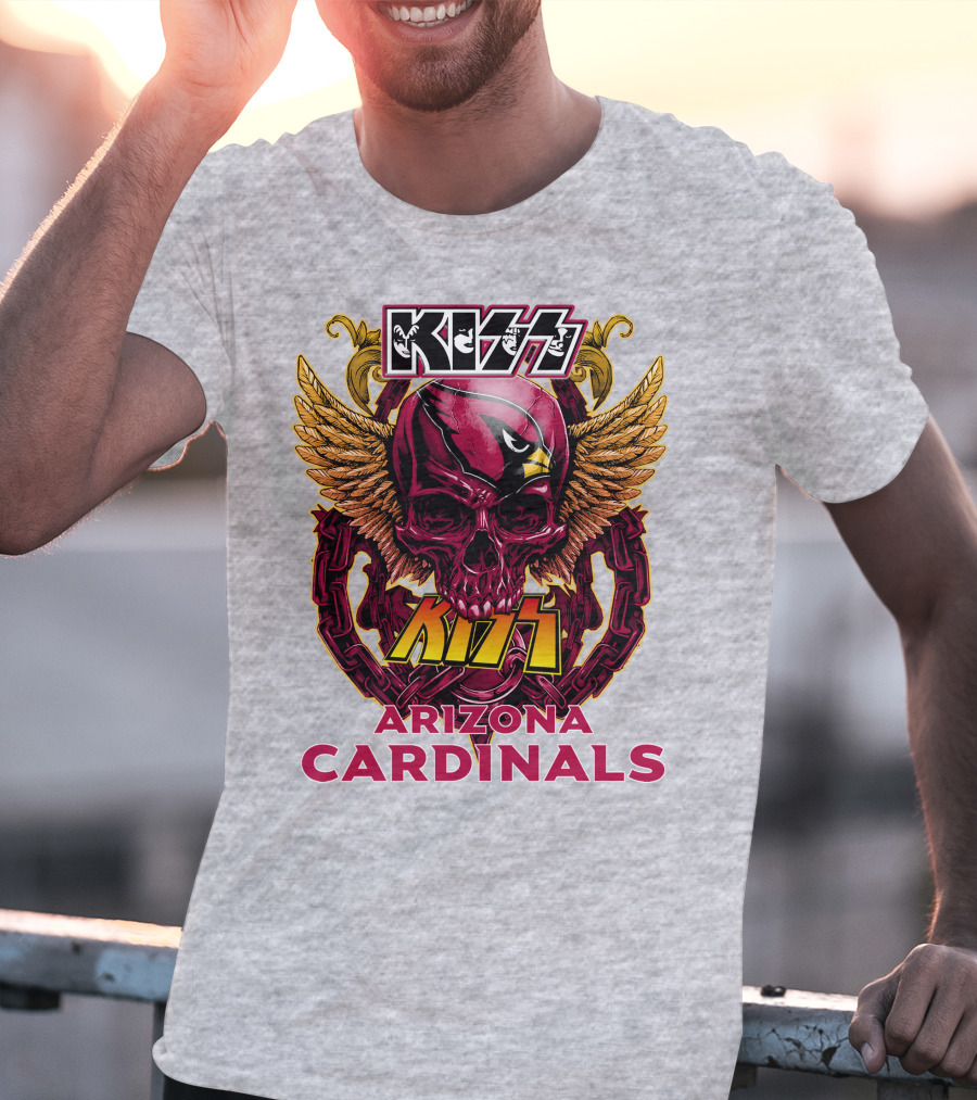 Kiss Arizona Cardinals Skull Wings T-Shirt