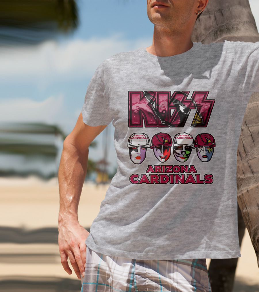 Kiss Arizona Cardinals Rock Band Helmet Faces T-Shirt