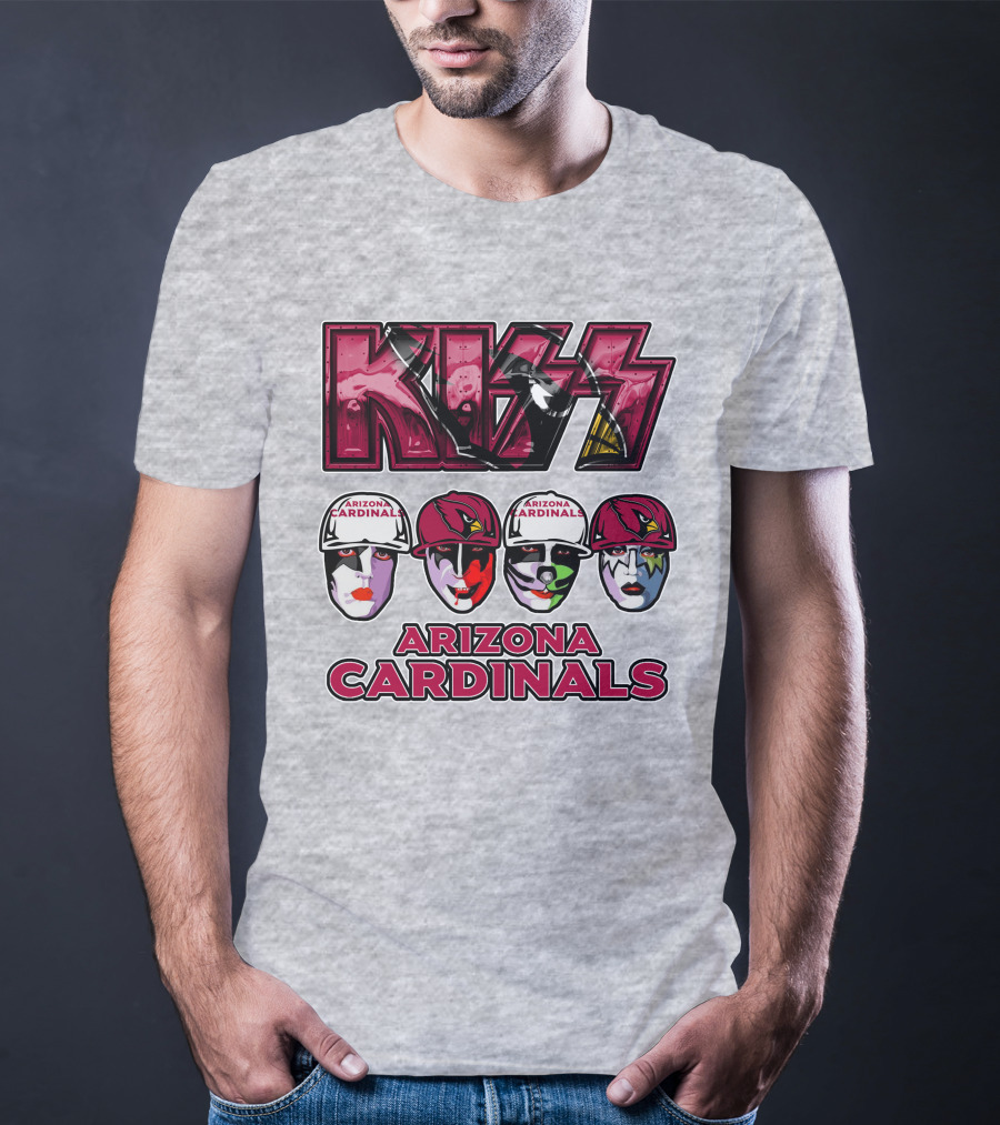 Kiss Arizona Cardinals Rock Band Helmet Faces T-Shirt