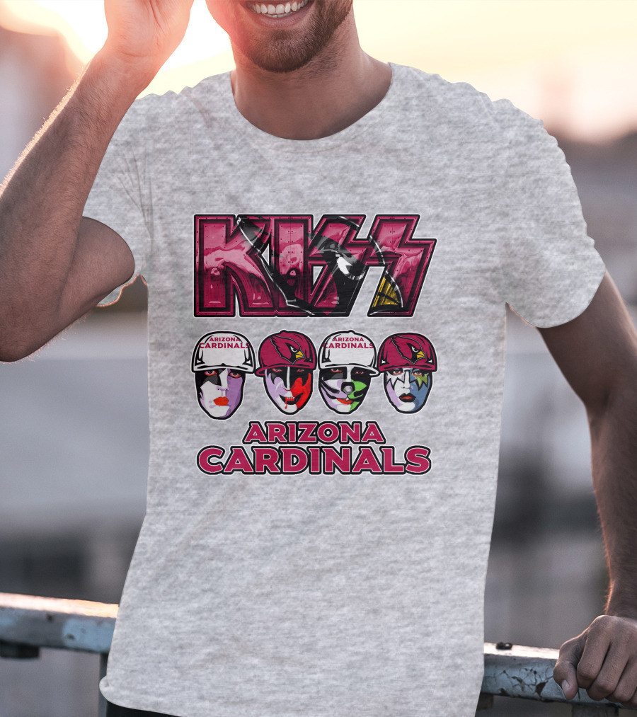 Kiss Arizona Cardinals Rock Band Helmet Faces T-Shirt