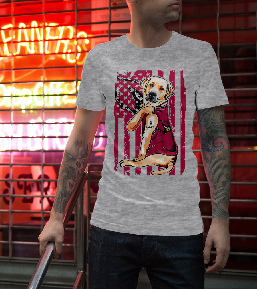 Labrador Retriever I Love Mom Arizona Cardinals Fan T-Shirt