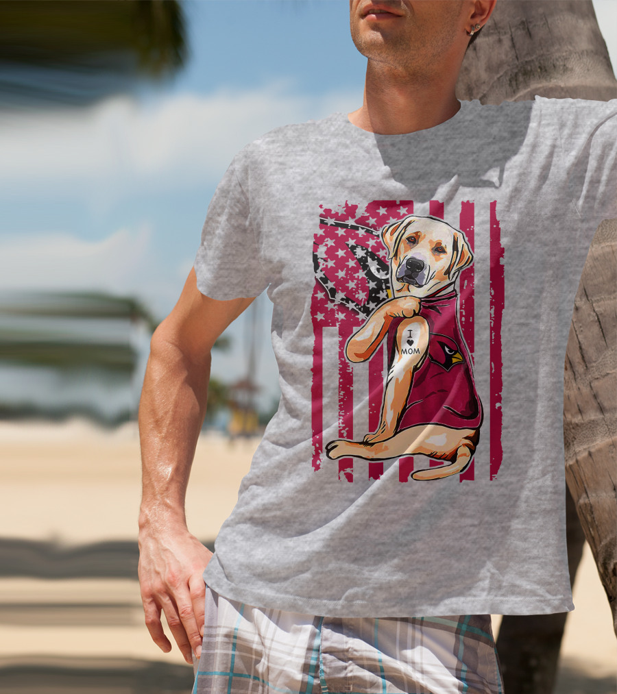 Labrador Retriever I Love Mom Arizona Cardinals Fan T-Shirt