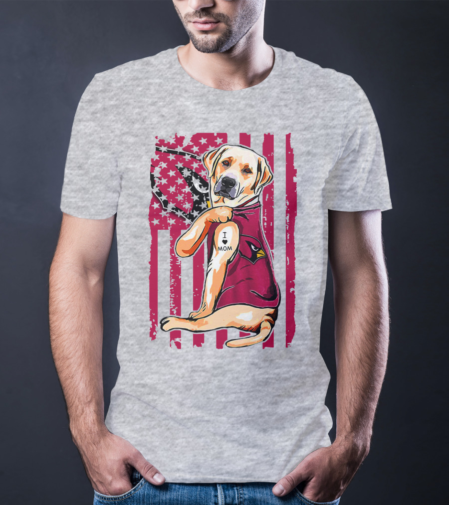 Labrador Retriever I Love Mom Arizona Cardinals Fan T-Shirt