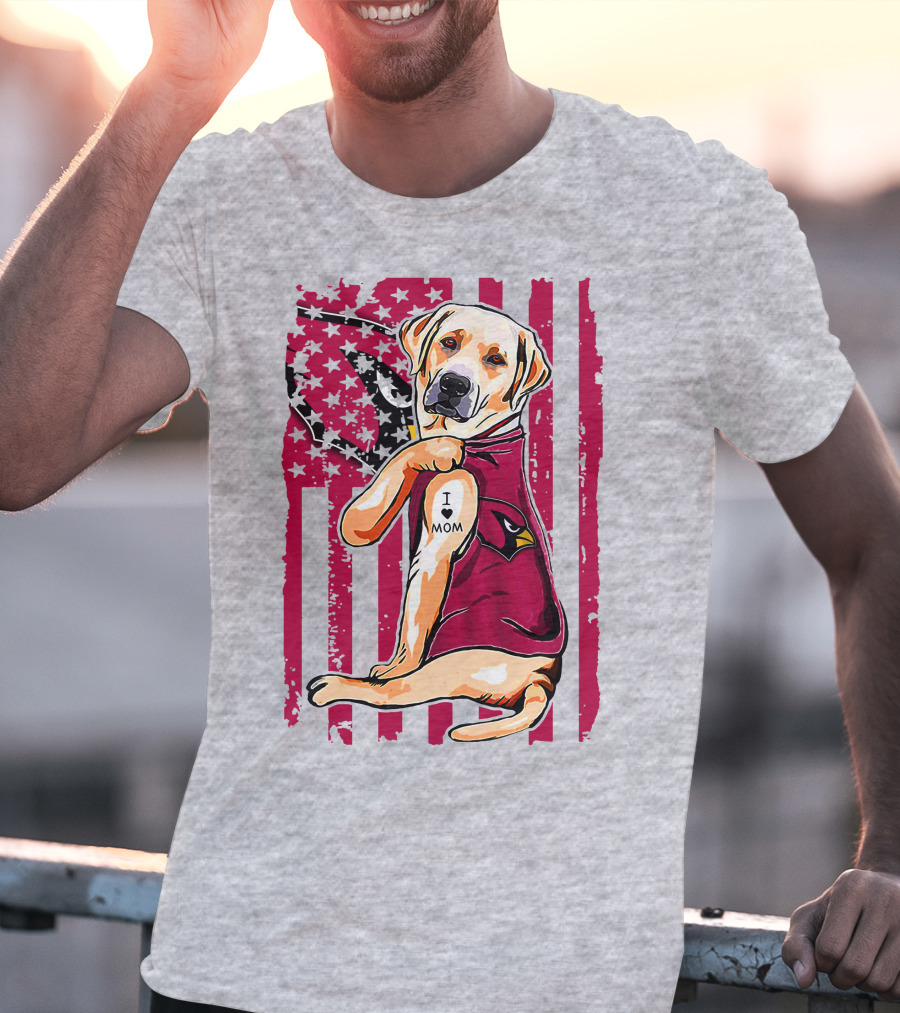 Labrador Retriever I Love Mom Arizona Cardinals Fan T-Shirt
