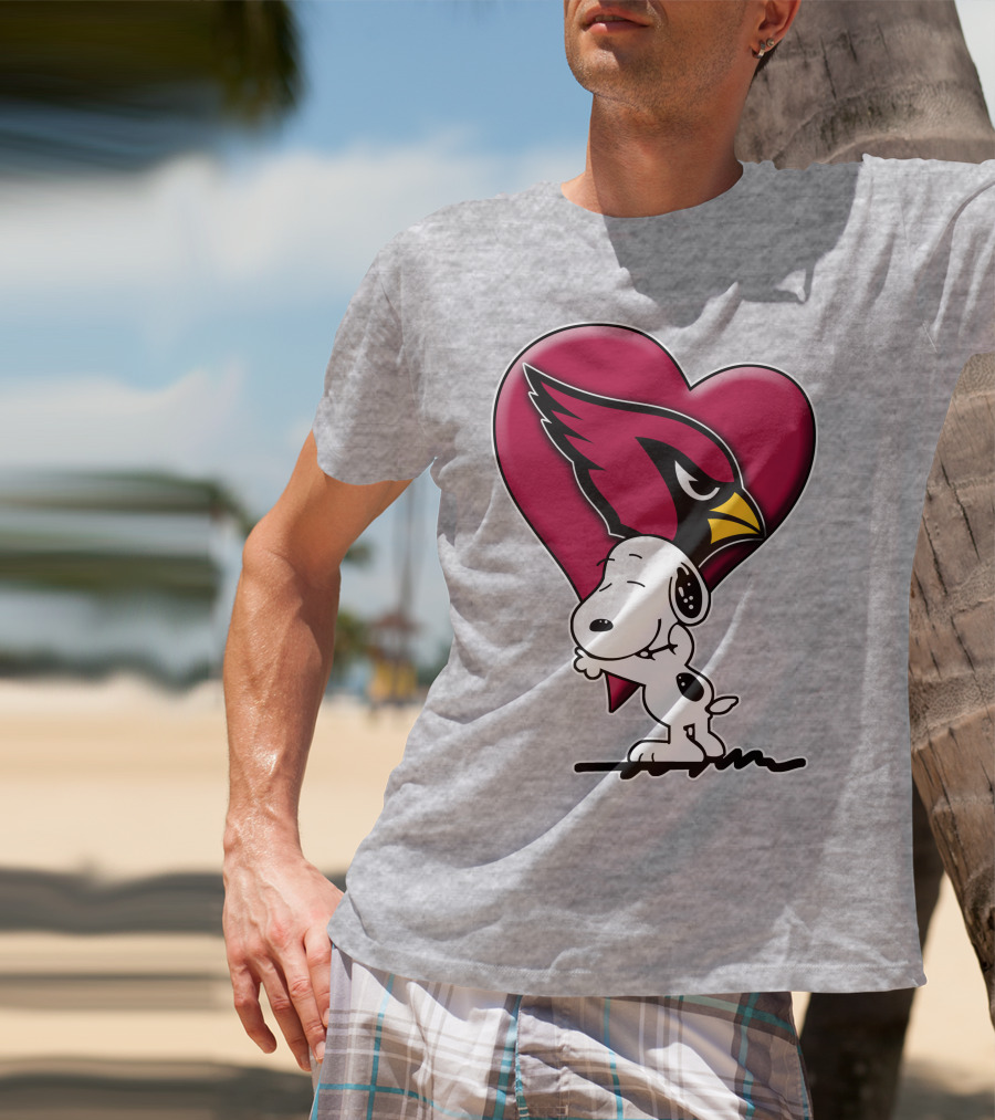 Snoopy Hugging Arizona Cardinals Heart T-Shirt