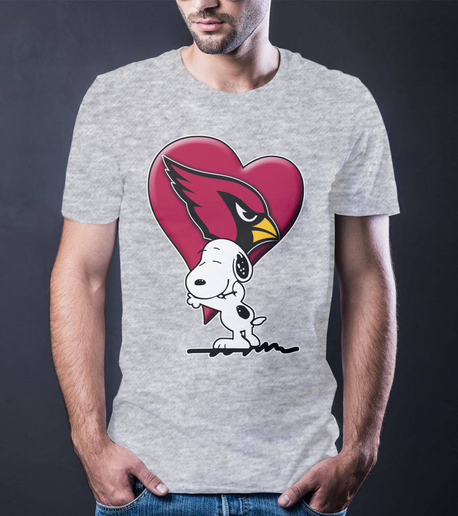 Snoopy Hugging Arizona Cardinals Heart T-Shirt