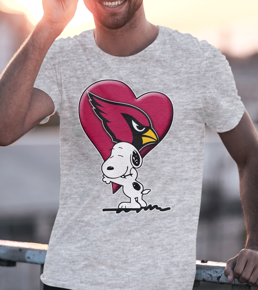 Snoopy Hugging Arizona Cardinals Heart T-Shirt