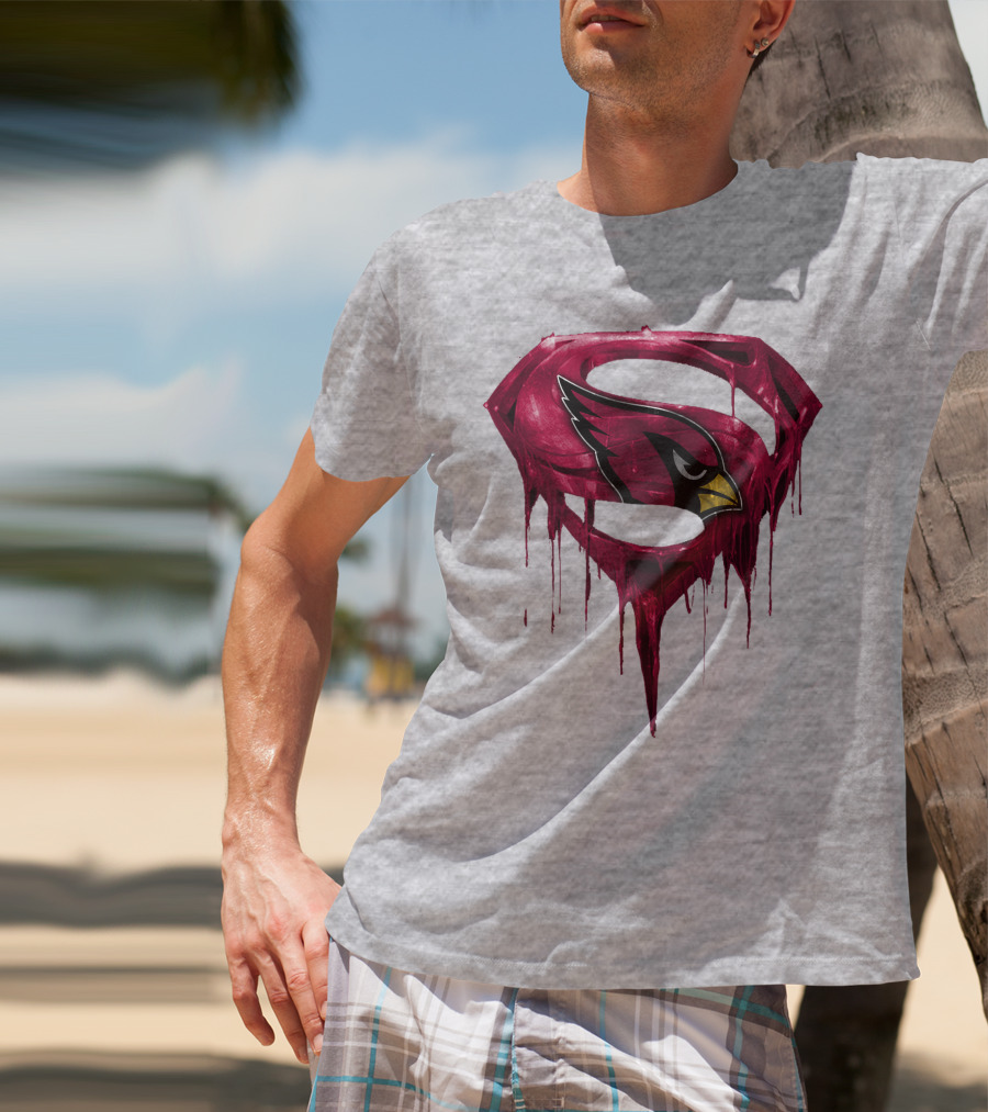 SPM Arizona Cardinals Dripping Super Hero Emblem T-Shirt