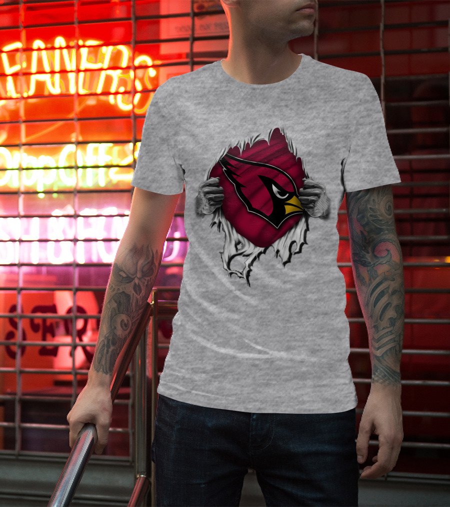 Torn Arizona Cardinals Logo Revealing Hidden Strength T-Shirt