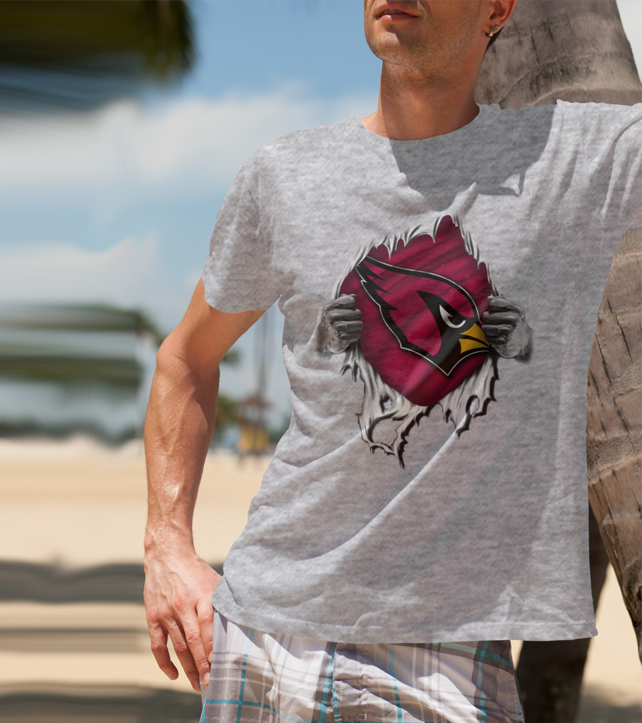 Torn Arizona Cardinals Logo Revealing Hidden Strength T-Shirt