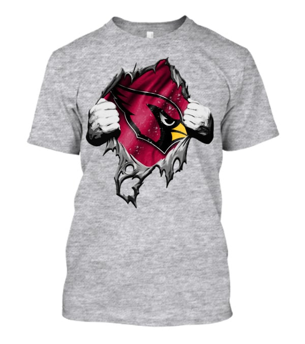 Torn Arizona Cardinals Logo With Ripped Effect And Aggressive Mascot Burst T-Shirt