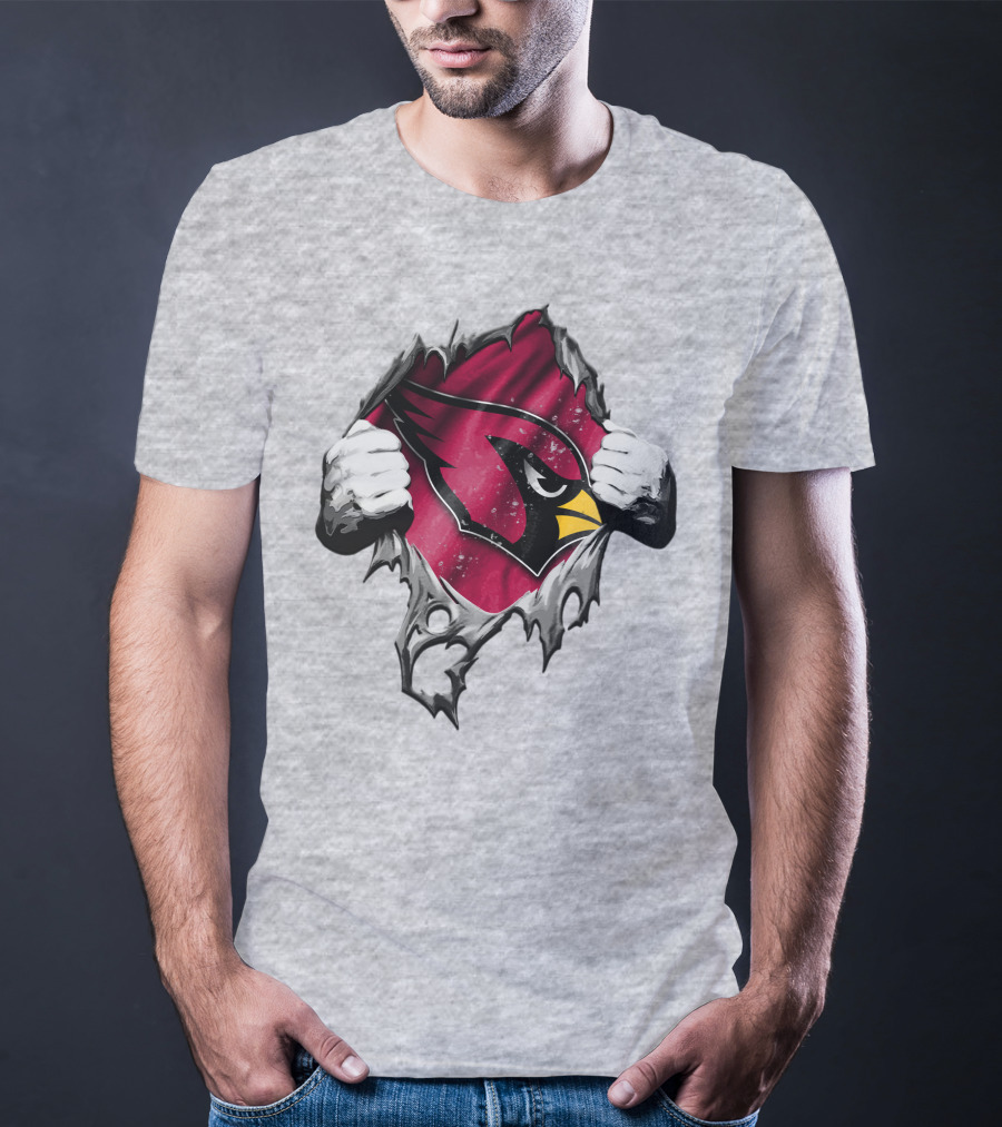 Torn Arizona Cardinals Logo With Ripped Effect And Aggressive Mascot Burst T-Shirt