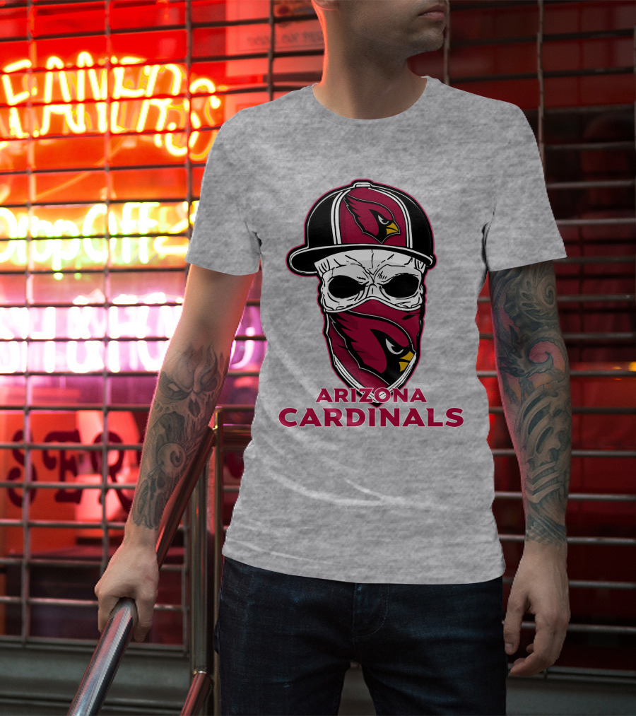 Arizona Cardinals Skull Hat T-Shirt