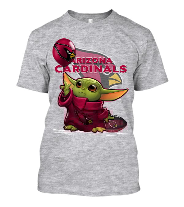 Yoda Holding Arizona Cardinals Balloon And Football With Team T-Shirt