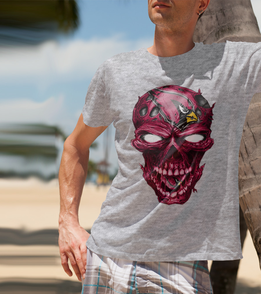 Skull V2 Arizona Cardinals Logo Fusion T-Shirt