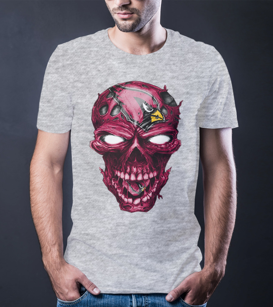 Skull V2 Arizona Cardinals Logo Fusion T-Shirt