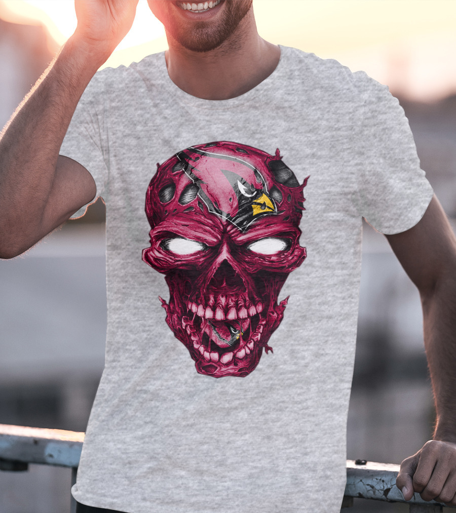 Skull V2 Arizona Cardinals Logo Fusion T-Shirt