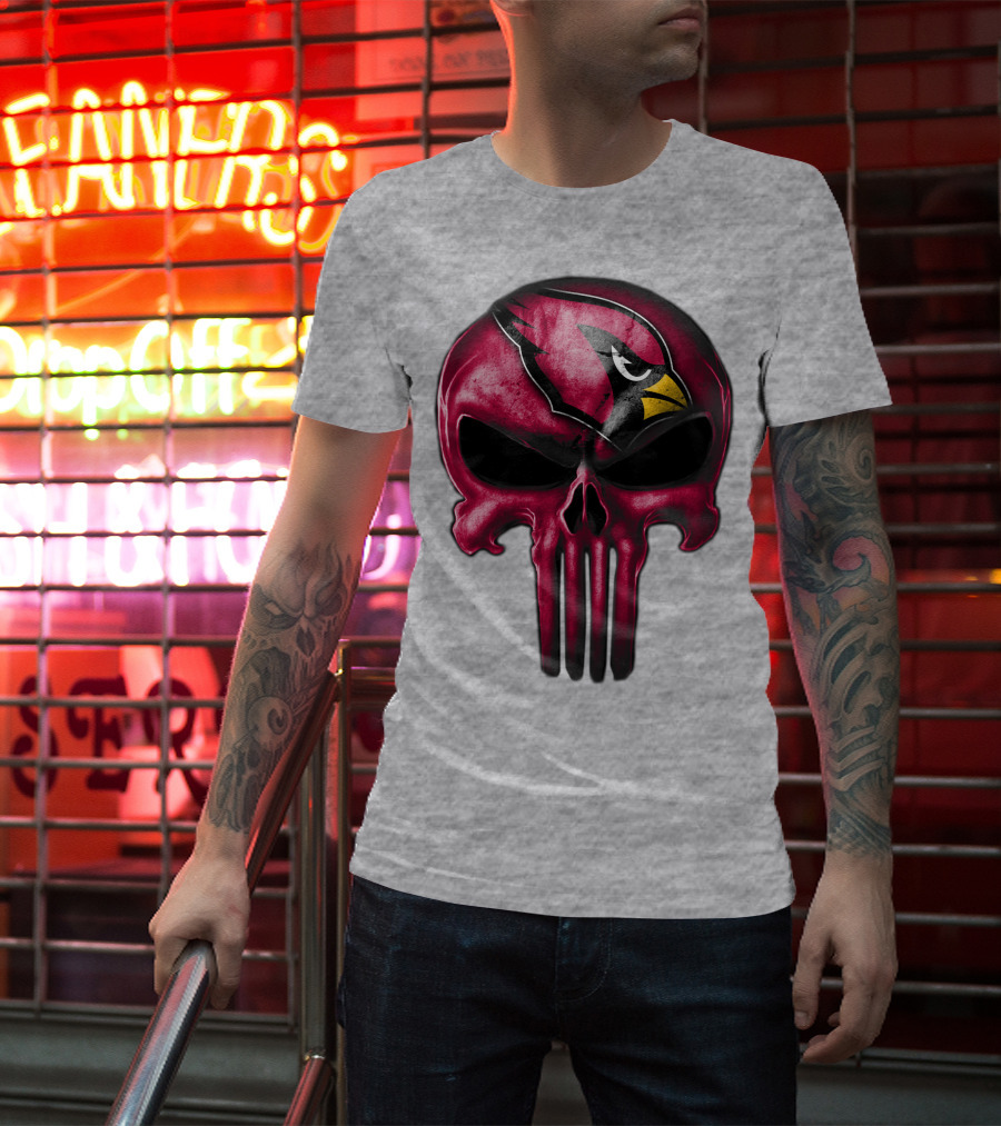 Skull Arizona Cardinals Logo Face T-Shirt