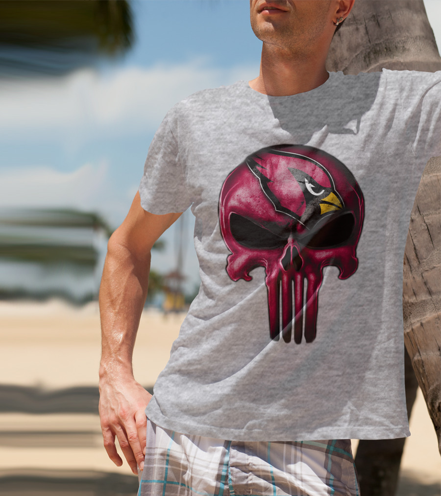 Skull Arizona Cardinals Logo Face T-Shirt