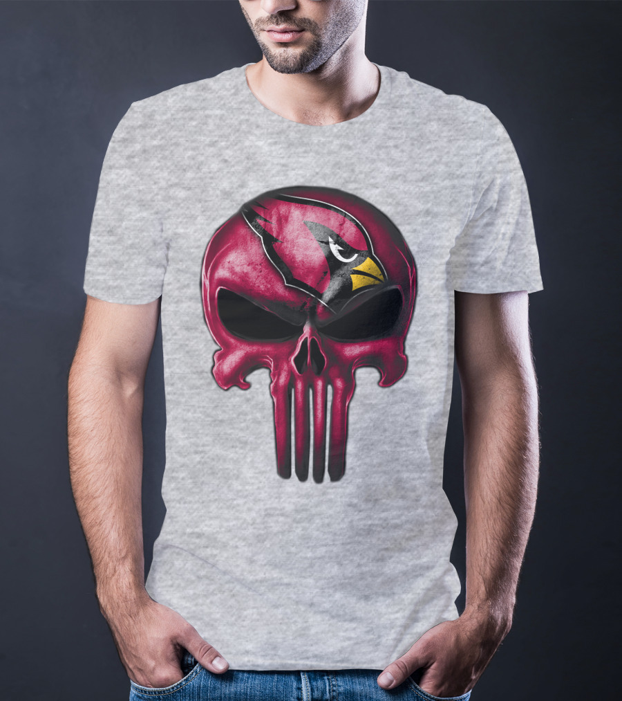 Skull Arizona Cardinals Logo Face T-Shirt