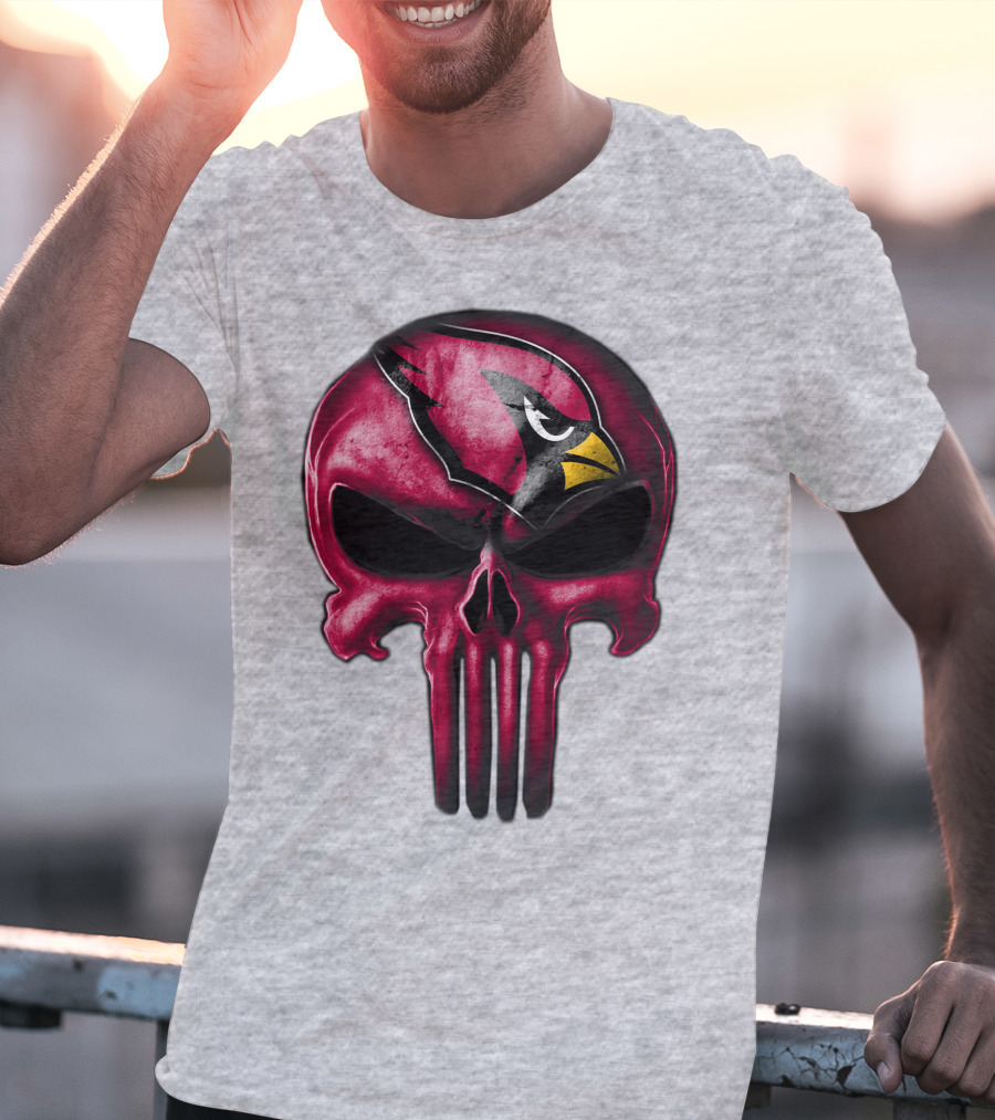Skull Arizona Cardinals Logo Face T-Shirt