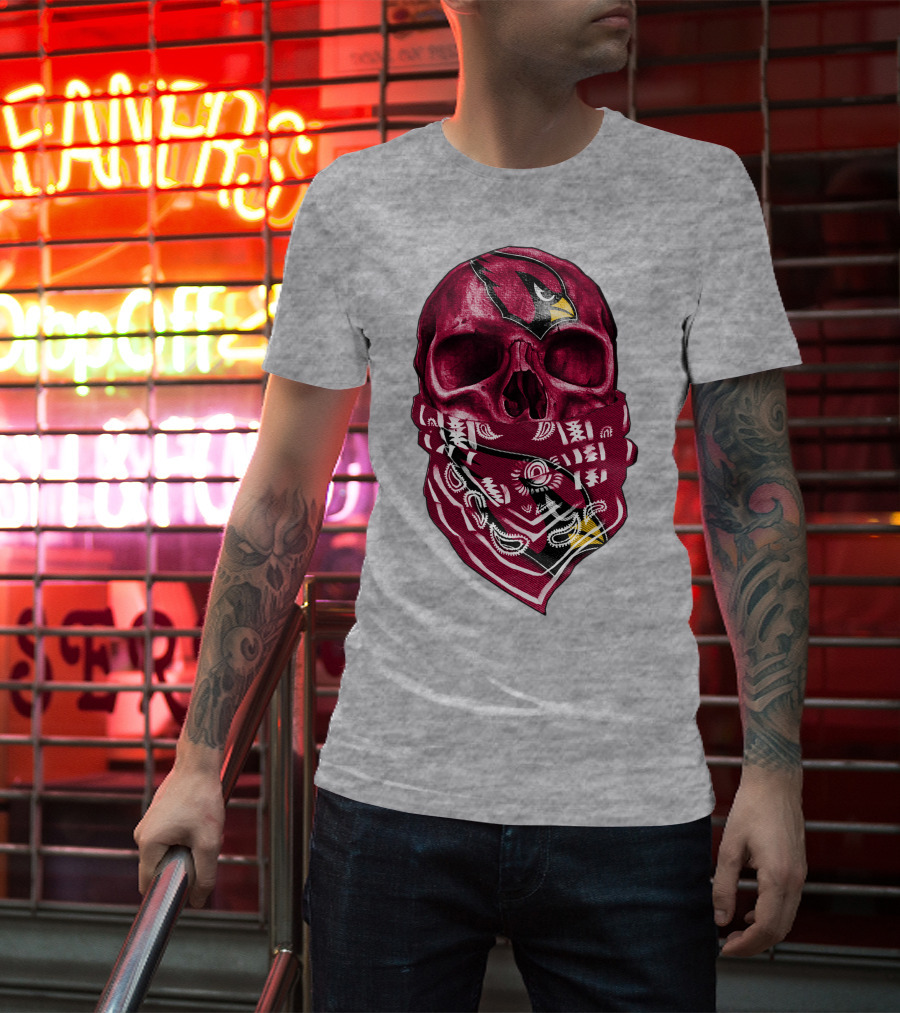Arizona Cardinals Skull Bandana V5 T-Shirt