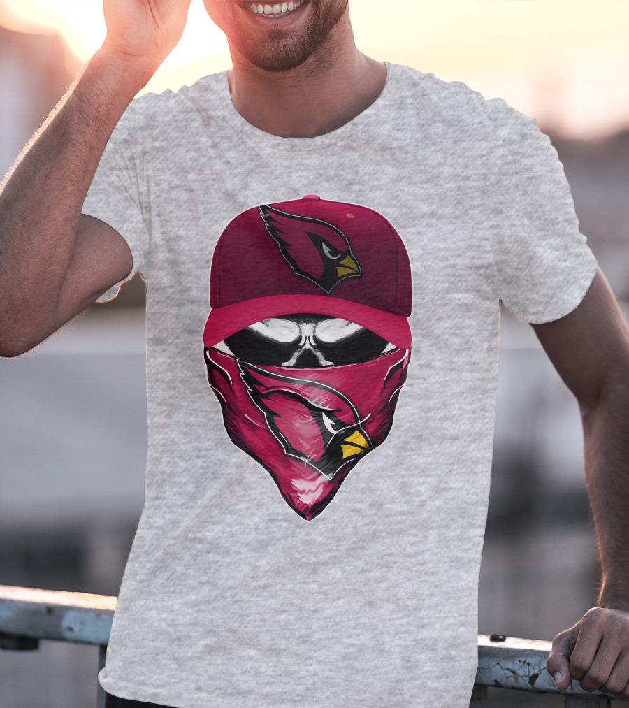 Skull V6 Arizona Cardinals Bold Logo Hat And Bandana T-Shirt