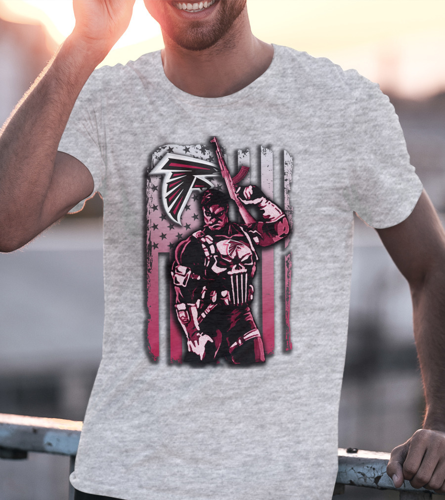 Atlanta Falcons Punisher Soldier American Flag T-Shirt