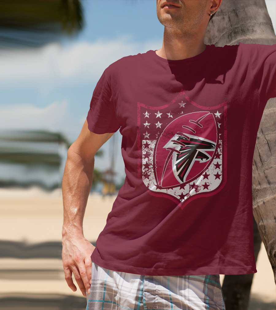 Atlanta Falcons Nfl Logo Shield 42 Red Football Stars T-Shirt