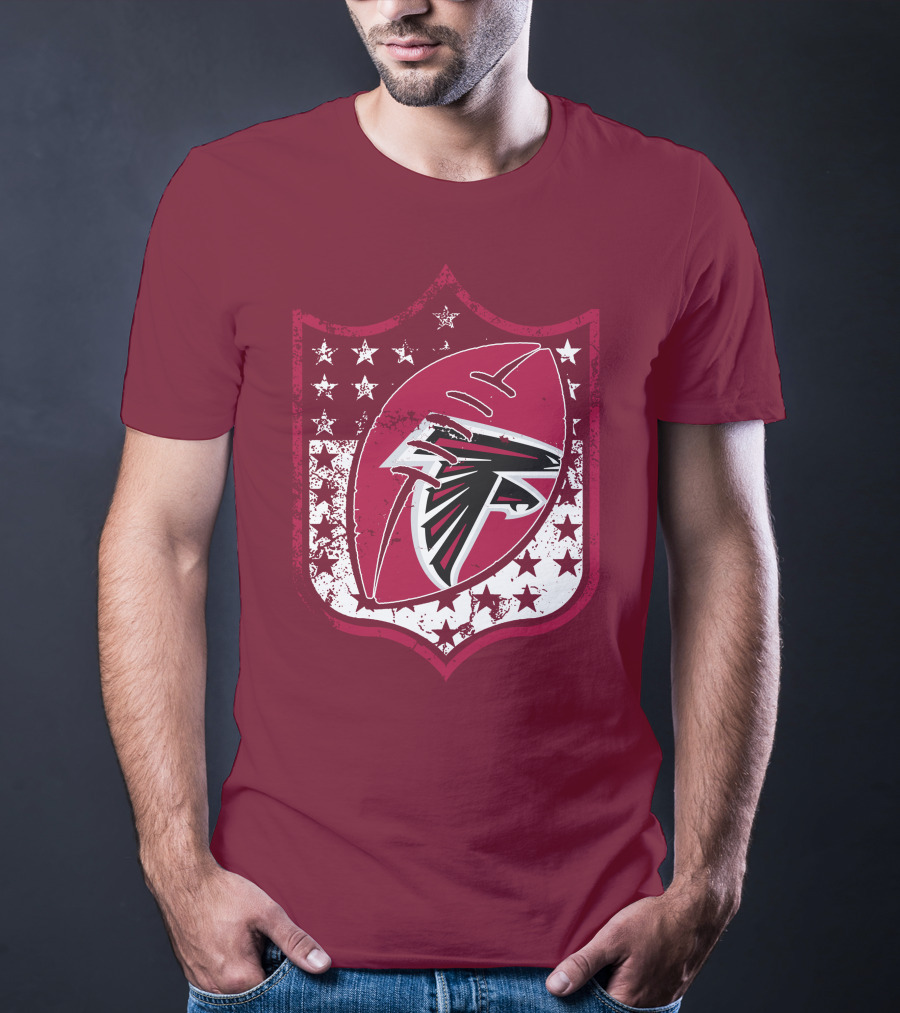 Atlanta Falcons Nfl Logo Shield 42 Red Football Stars T-Shirt