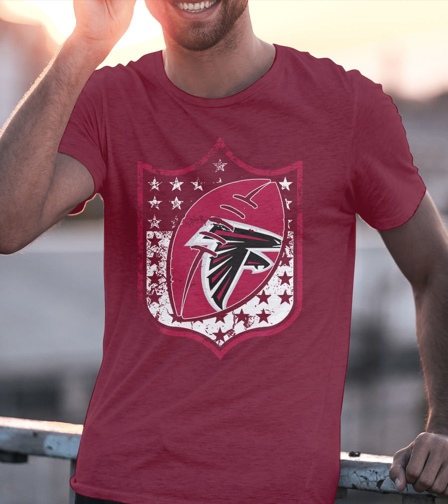 Atlanta Falcons Nfl Logo Shield 42 Red Football Stars T-Shirt