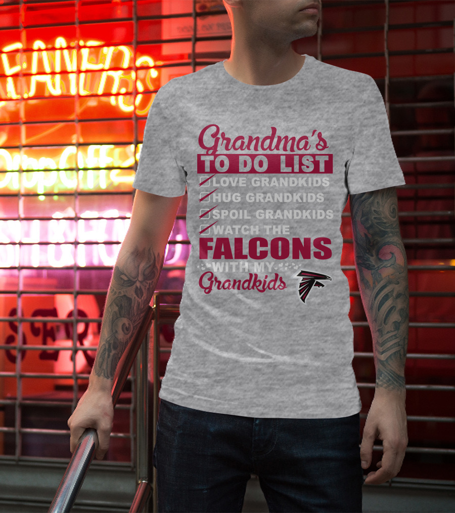 Grandma's To Do List Love Hug Spoil Watch The Falcons With My Grandkids T-Shirt