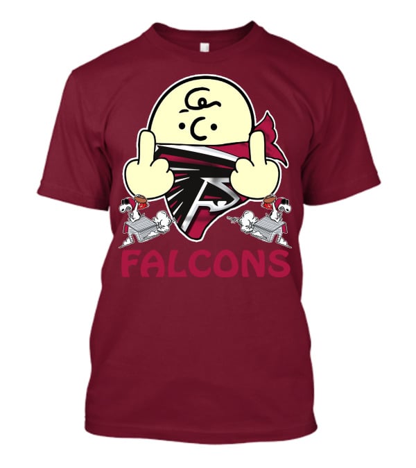 Atlanta Falcons F Symbol Peanuts Angry Charlie Middle Finger Snoopy Doghouse T-Shirt