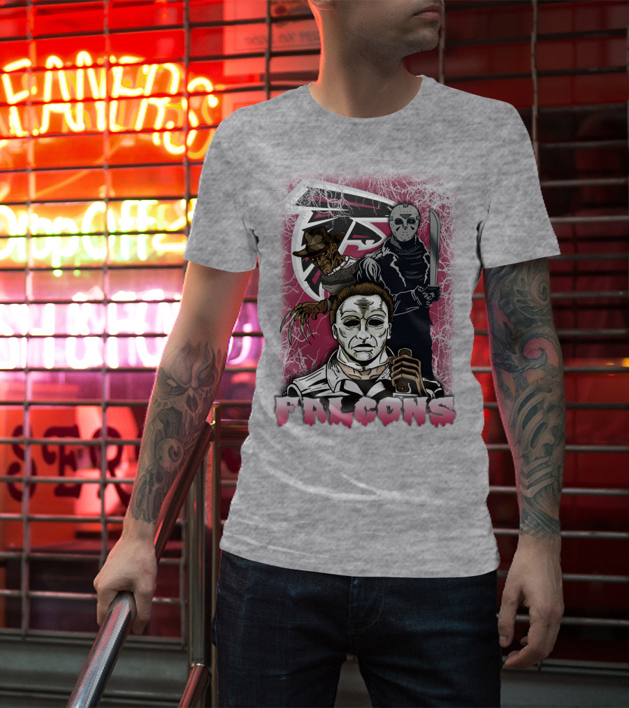 Atlanta Falcons Horror Villains Michael Myers Freddy Krueger Jason Voorhees T-Shirt