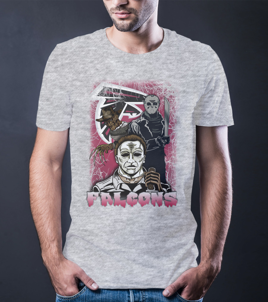 Atlanta Falcons Horror Villains Michael Myers Freddy Krueger Jason Voorhees T-Shirt