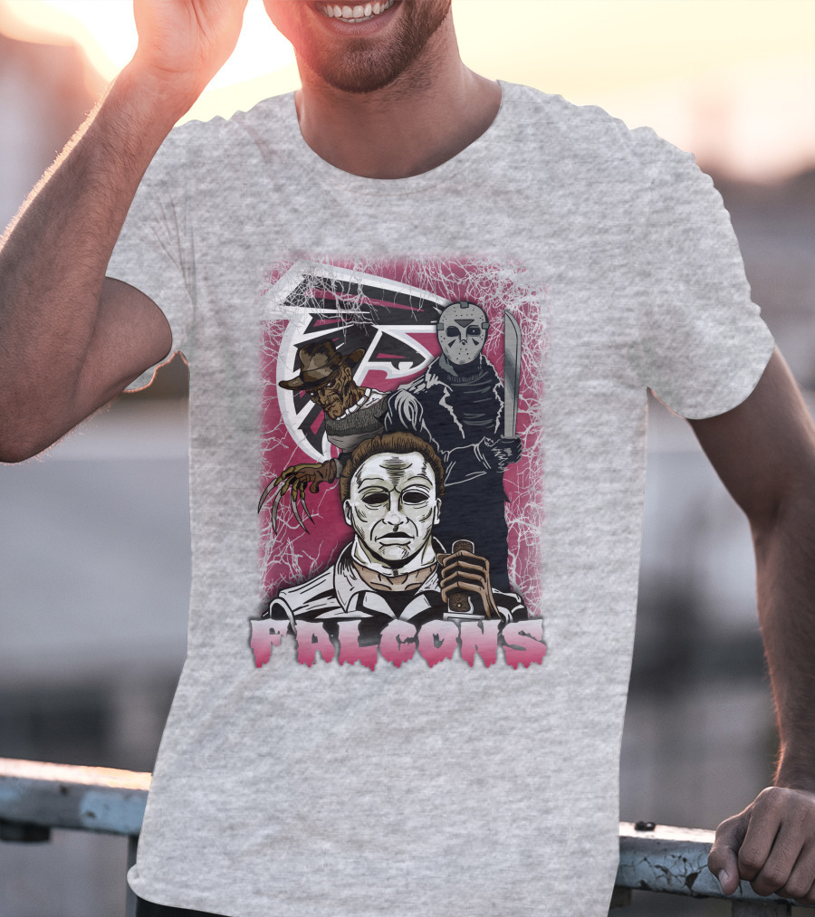 Atlanta Falcons Horror Villains Michael Myers Freddy Krueger Jason Voorhees T-Shirt