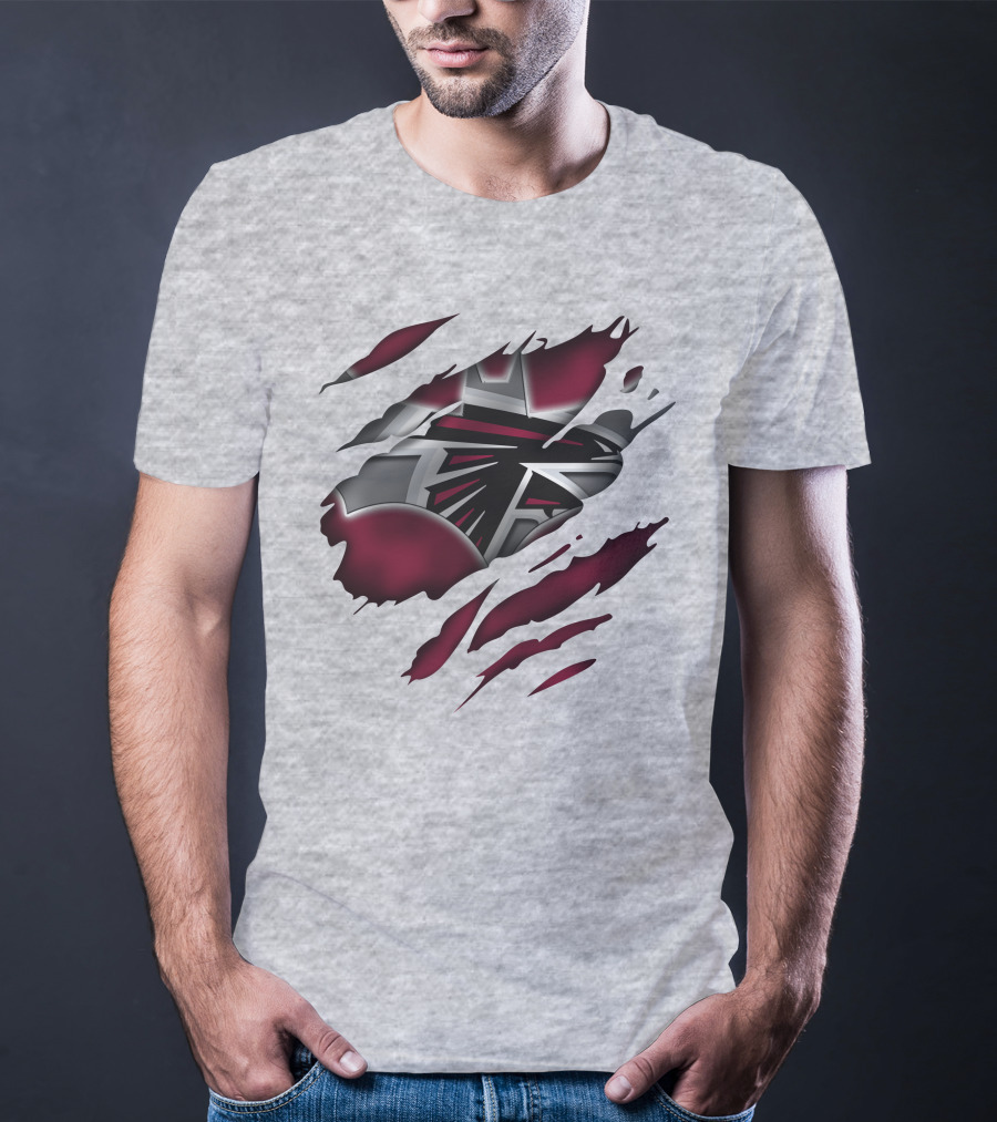 Atlanta Falcons Logo Ripped Claw Marks T-Shirt