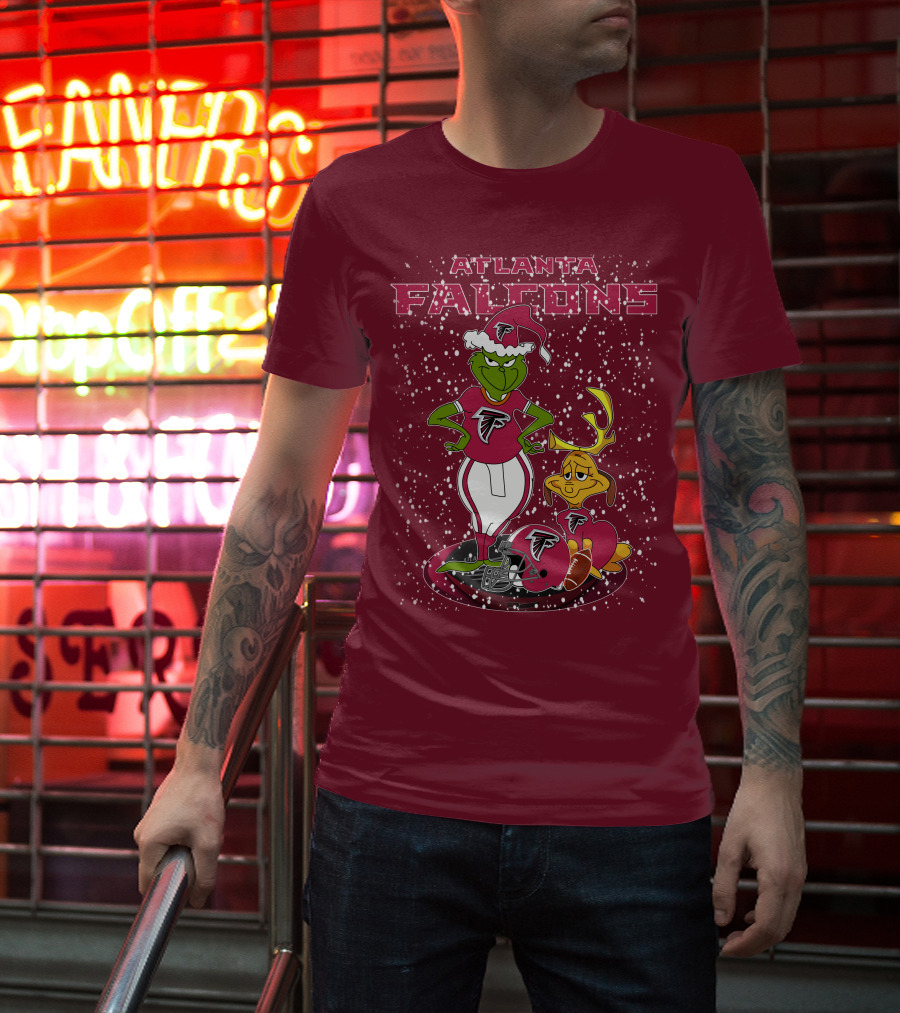 Atlanta Falcons Grinchxmas Snowy Holiday Characters T-Shirt