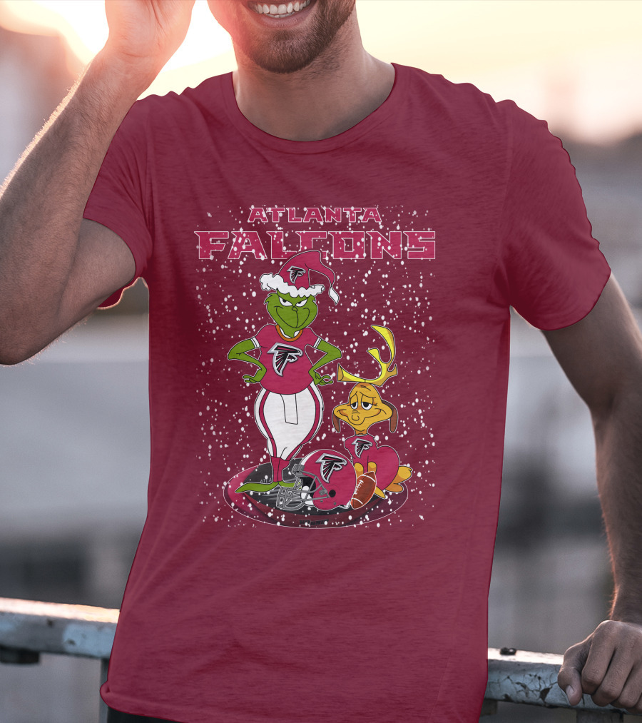 Atlanta Falcons Grinchxmas Snowy Holiday Characters T-Shirt