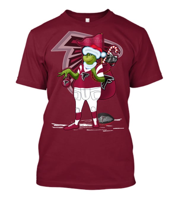 Grinchxmas Atlanta Falcons Holiday Santa Hat Christmas Sports Team T-Shirt