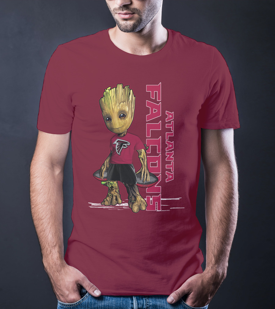 Groot Atlanta Falcons Fan Character Holding Atlanta Falcons T-Shirt