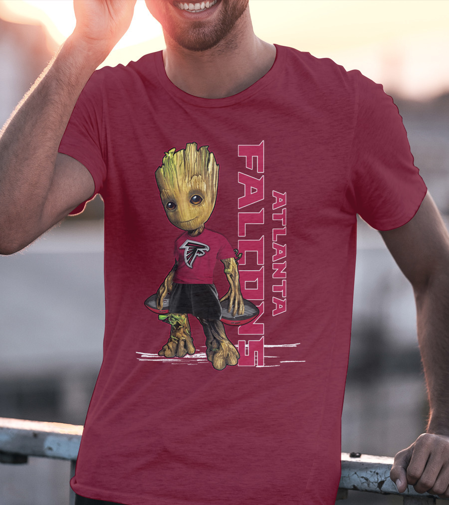 Groot Atlanta Falcons Fan Character Holding Atlanta Falcons T-Shirt