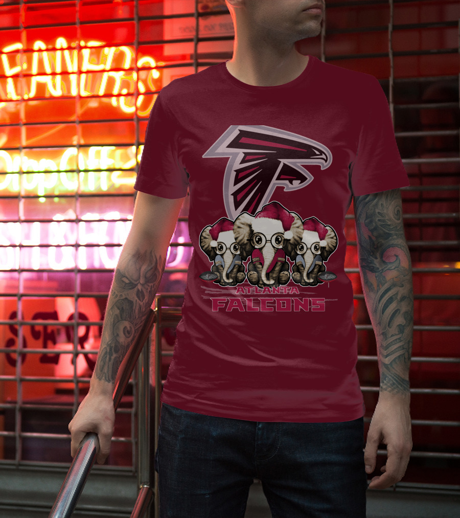 Atlanta Falcons Santa Elephants Christmas T-Shirt